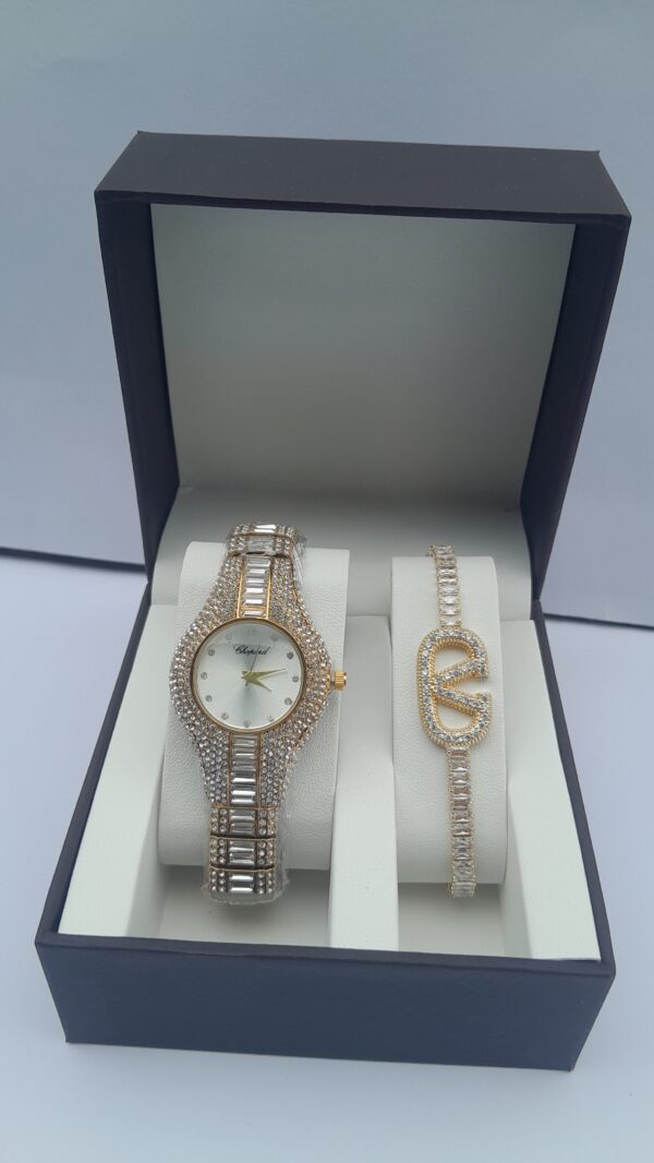 Gold Silver Ladies Watch Set
