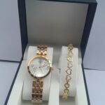 Gold Ladies Watch Bracelet Set