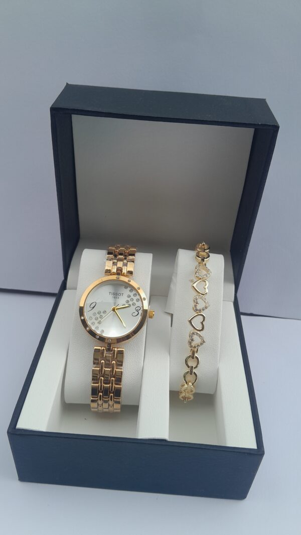 Gold Ladies Watch Bracelet Set