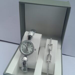 Elegant Spark Silver Ladies 2-in-1 Jewelry Set