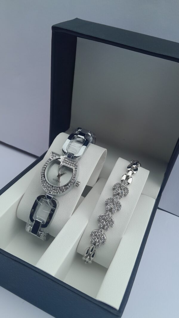 Radiant Charm Silver Ladies 2-in-1 Jewelry Set