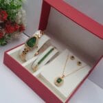 Ladies Gold Green Jewelry Set