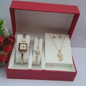 Classic Charm Ladies Gold Stainless Steel Jewelry Set