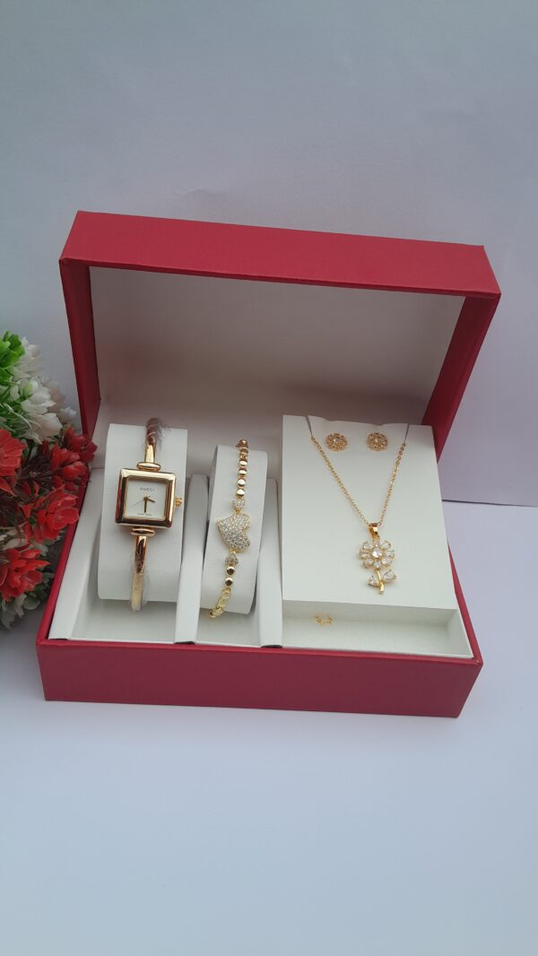 Classic Charm Ladies Gold Stainless Steel Jewelry Set