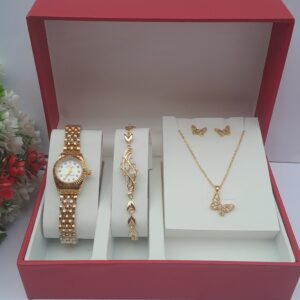 Modern Luxe Ladies Gold Stainless Steel Jewelry Set