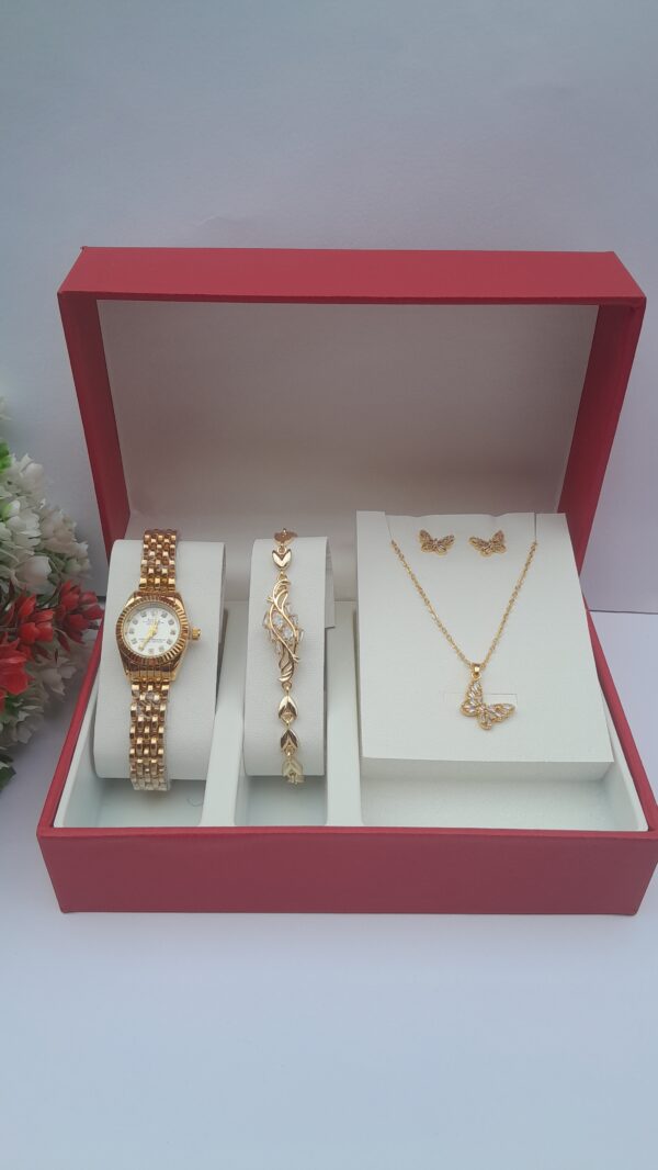 Modern Luxe Ladies Gold Stainless Steel Jewelry Set