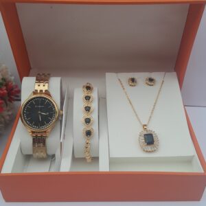 3 in 1 Gold Black Jewelry Set