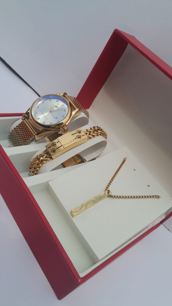 Men’s gold watch and jewelry set