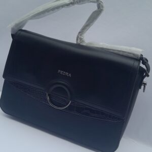 Black Leather Handbag Set