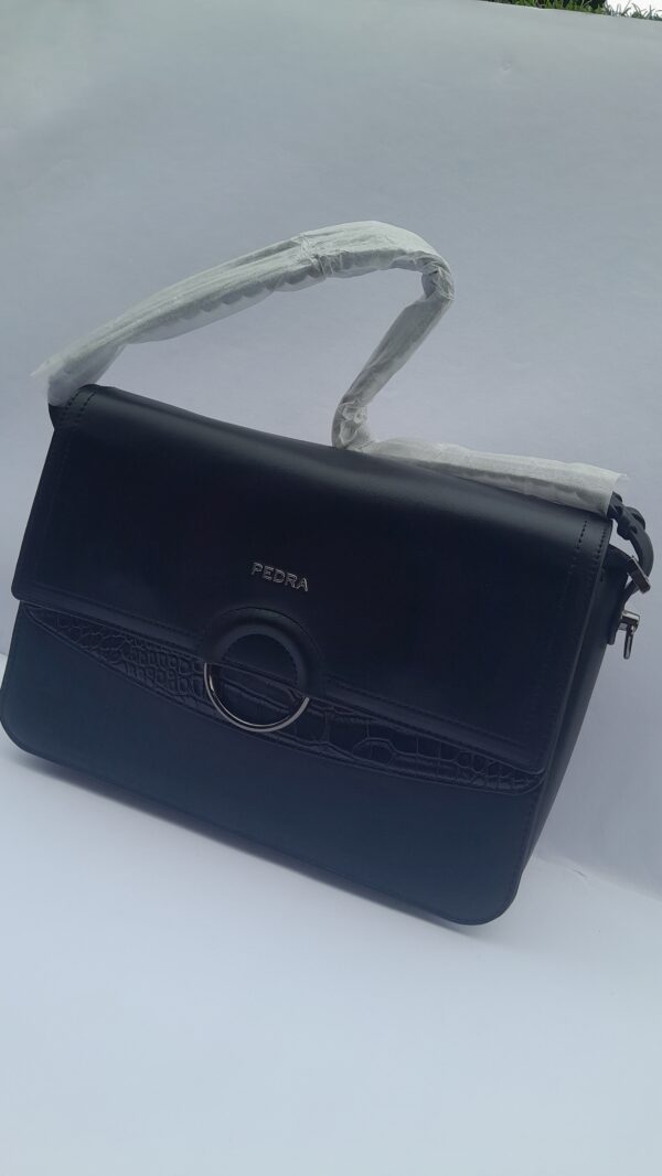 Black Leather Handbag Set