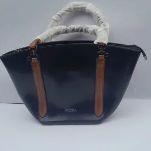 Black ladies bag with brown handle