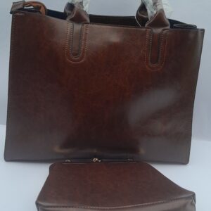 Elegant Duo Brown Ladies Handbag Set