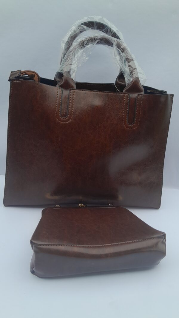 Elegant Duo Brown Ladies Handbag Set
