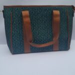Green Ladies Handbag Brown Handle