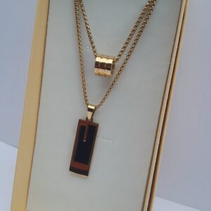 2-in-1 men’s black and gold necklace