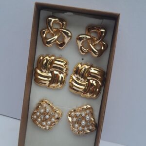 3-in-1 Gold Earrings for Ladies