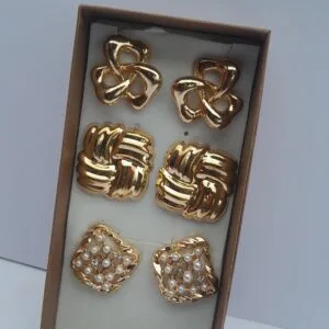 3-in-1 Gold Earrings for Ladies