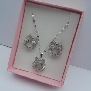 Ladies Silver Necklace with Earrings