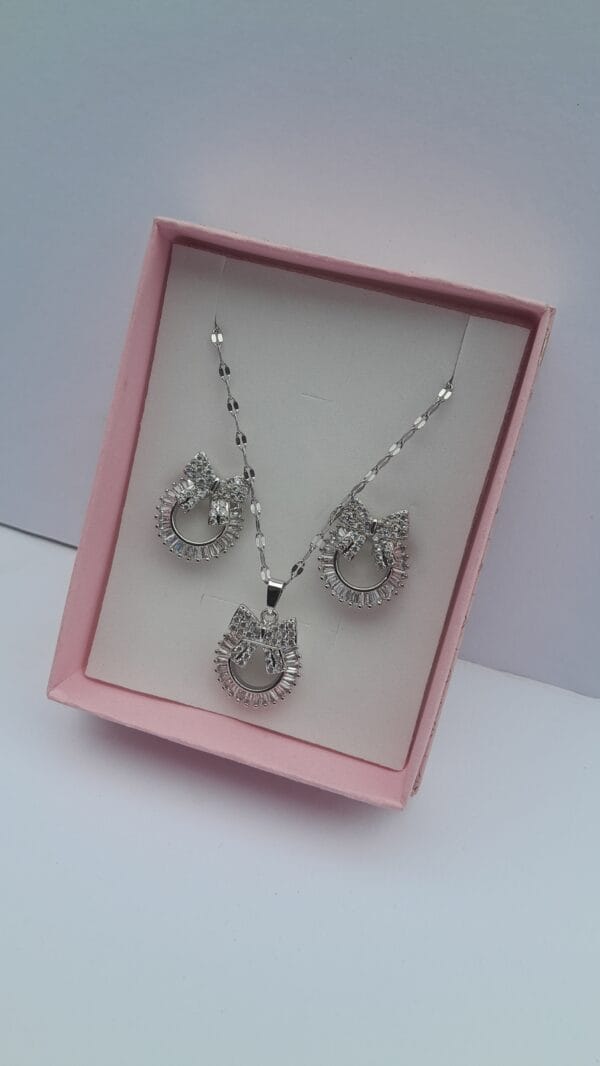 Ladies Silver Necklace with Earrings