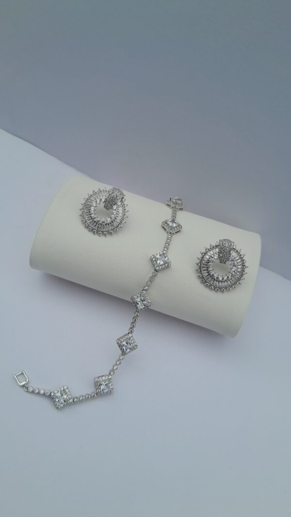 Ladies Silver Bracelet with Earrings