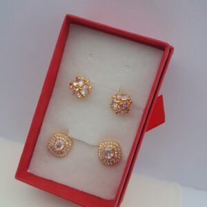2-in-1 ladies gold earrings