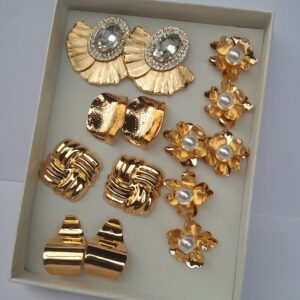 5-in-1 ladies gold earrings