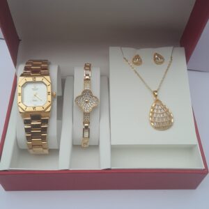 3-in-1 ladies gold watch set