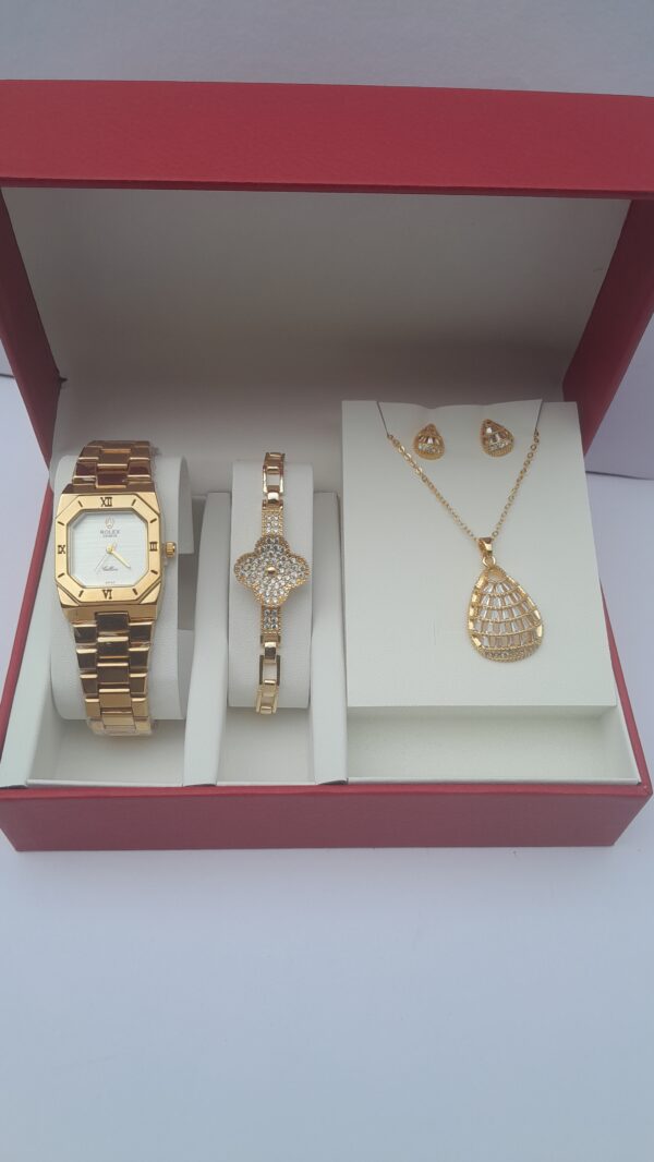 3-in-1 ladies gold watch set