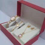 Graceful Radiance Ladies Gold Stainless Steel 3-in-1 Jewelry Set