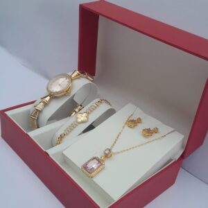 Graceful Radiance Ladies Gold Stainless Steel 3-in-1 Jewelry Set