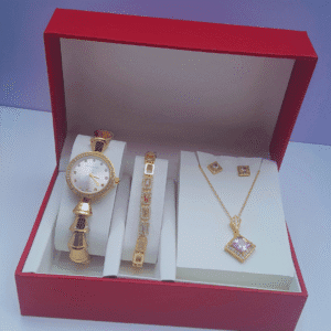 Gold Pink Ladies Jewelry Set