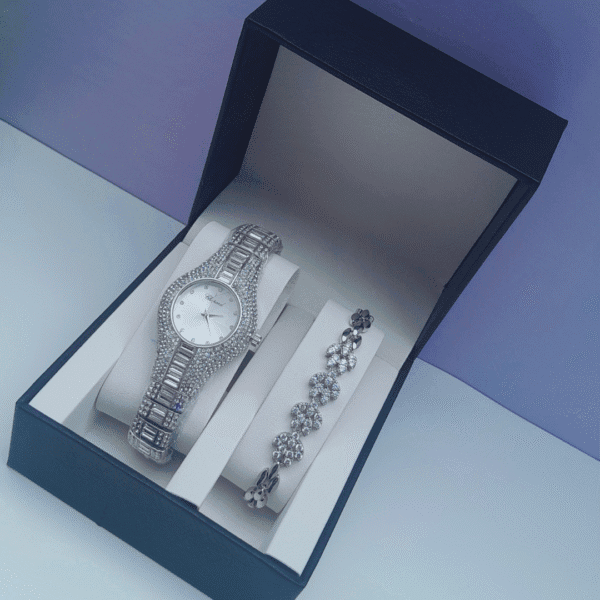 Luminous Grace Silver Ladies 2-in-1 Jewelry Set