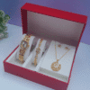 Modern Luxe Ladies Gold Stainless Steel 3-in-1 Jewelry Set