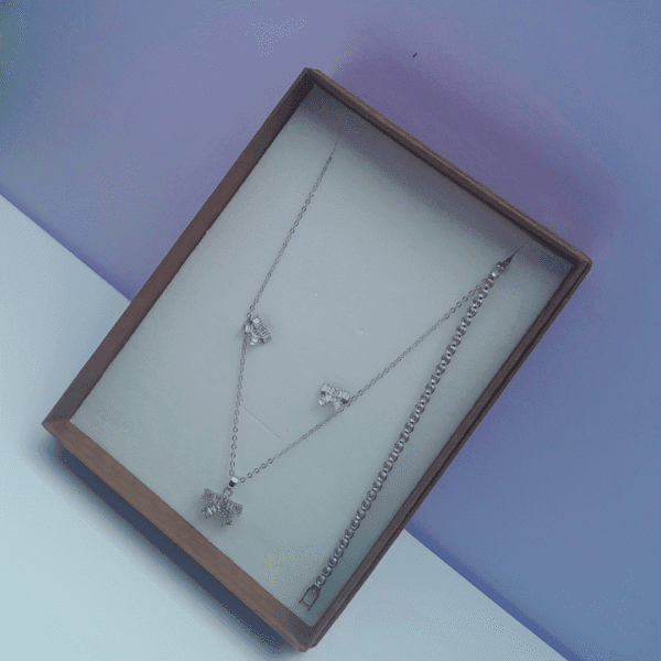 3-in-1 Silver Necklace Set for Ladies