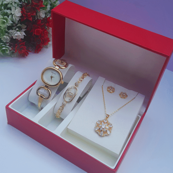 Opulent Dawn Ladies Gold 3-in-1 Jewelry Set