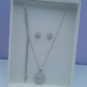 3-in-1 Silver Necklace Set for Ladies