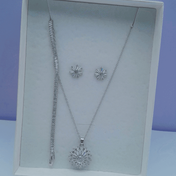 3-in-1 Silver Necklace Set for Ladies
