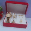 Radiant Glow Ladies Gold Stainless Steel 3-in-1 Jewelry Set