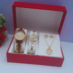 Radiant Glow Ladies Gold Stainless Steel 3-in-1 Jewelry Set