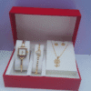 Classic Charm Ladies Gold Stainless Steel 3-in-1 Jewelry Set