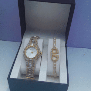 Gold Silver Ladies Watch Set