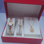 Graceful Radiance Ladies Gold Stainless Steel 3-in-1 Jewelry Set