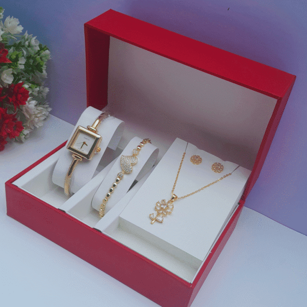 Classic Charm Ladies Gold Stainless Steel 3-in-1 Jewelry Set