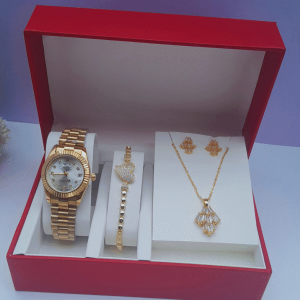 3-in-1 ladies gold watch set