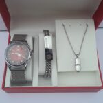 3-in-1 silver mens watch set