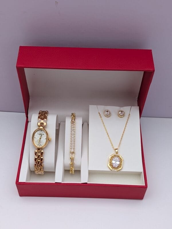 Aurora Shine Ladies Gold 3-in-1 Jewelry Set – Stunning Gift Box Included