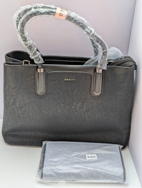 Black Textured Ladies Handbag